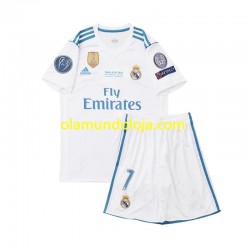 Camisola Real Madrid Cristiano Ronaldo 7 2017 Retro Criança Equipamento Primeiro Manga Curta